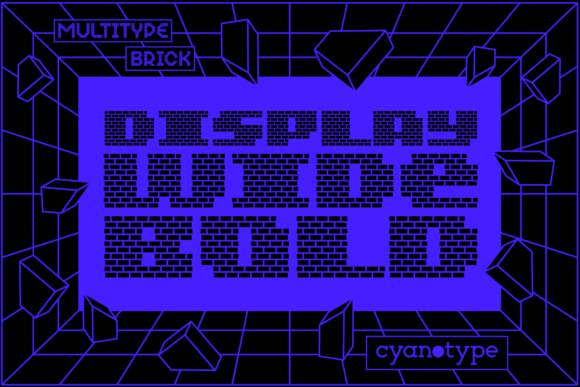 MultiType Brick Display Wide Bold: A Bold, Pixelated Typeface for Impact