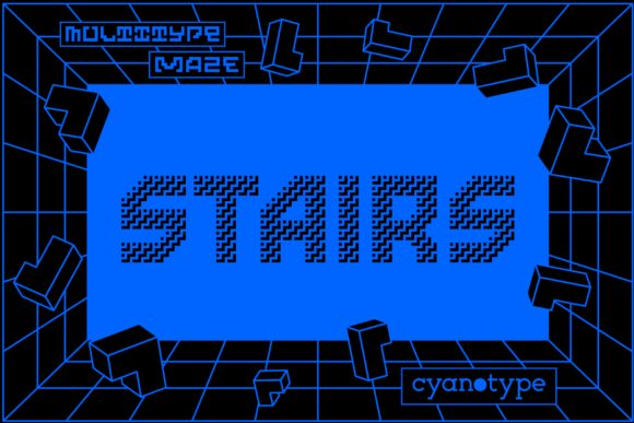 MultiType Maze Stairs: A Bold Pixel Font for Modern Design