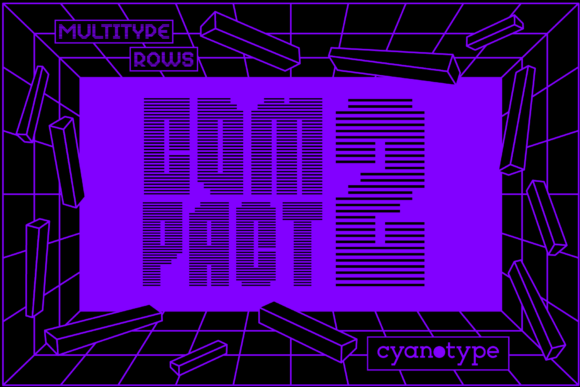 MultiType Rows Compact 2: A Pixelated Font for Edgy Designs