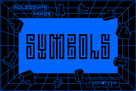 MultuType Maze Symbols: A Distorted Pixel Font for Modern Brands